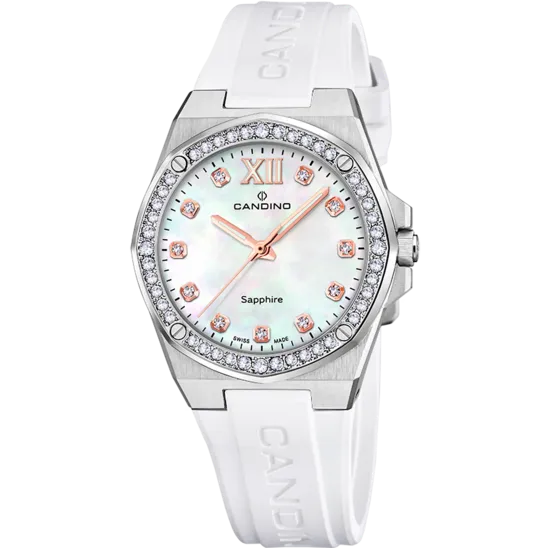 Reloj Candino Swiss Lady Casual C4772/1 Beige Correa De Caucho, Mujer