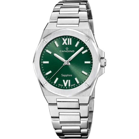 Reloj Candino Swiss Lady Elegance C4775/4 Verde Brazalete De Acero Inoxidable, Mujer