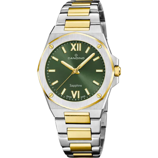 Reloj Candino Swiss Lady Elegance C4776/5 Verde Brazalete De Acero Inoxidable, Mujer