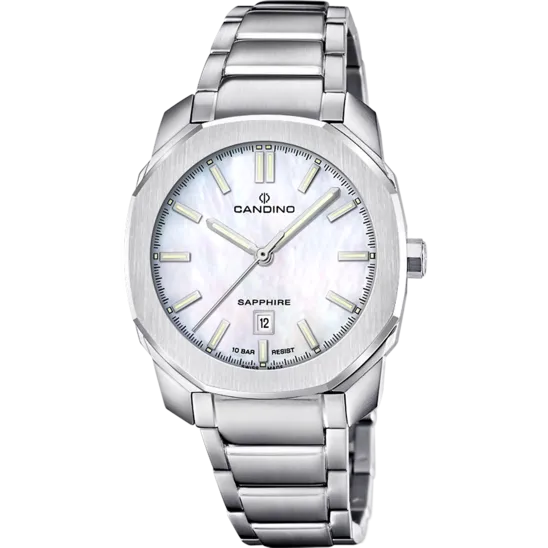 Reloj Candino Swiss Icon C4778/7 Blanco Brazalete De Acero Inoxidable, Mujer