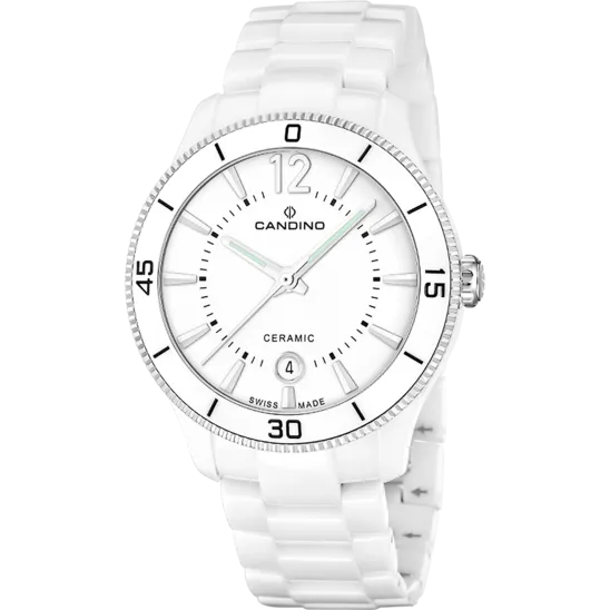 Reloj Candino Swiss Ceramic C4794/2 Plateado Correa De Cerámica, Mujer