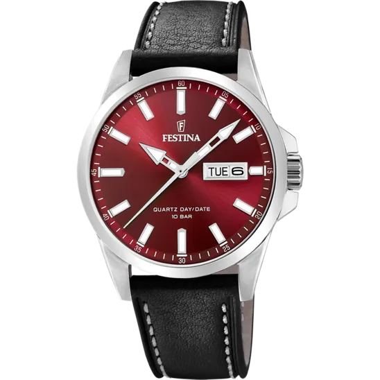 Reloj Festina Correa Clasico F20358/g Rojo Correa De Piel, Hombre
