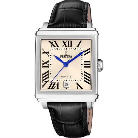 Reloj Festina On The Square F20681/8 Dorado Correa De Piel, Hombre