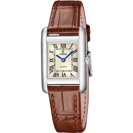 Reloj Festina On The Square F20773/2 Dorado Correa De Piel, Mujer