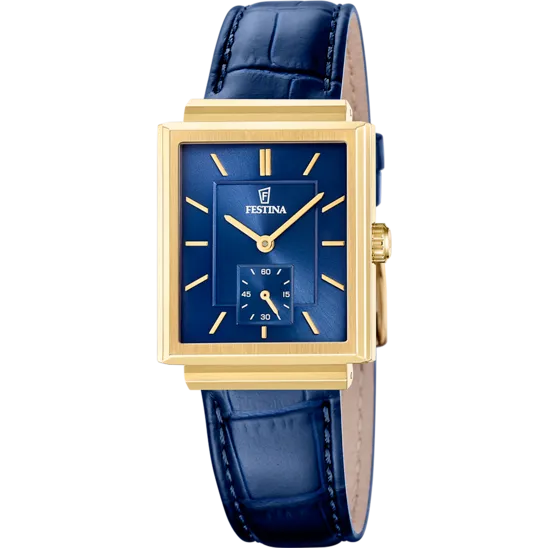 Reloj Festina On The Square F20776/4 Azul Correa De Piel, Hombre