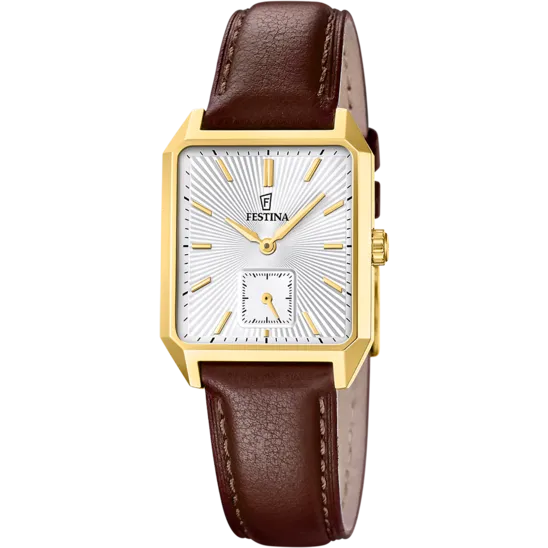 Reloj Festina On The Square F20780/3 Plateado Correa De Piel, Hombre