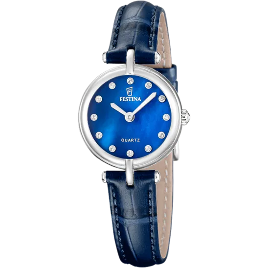 Reloj Festina Mademoiselle F20787/5 Azul Correa De Cuero, Mujer