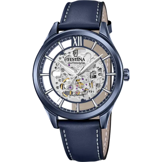 Reloj Festina Automatic F20795/1 Transparente Correa De Piel, Hombre