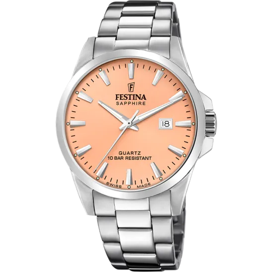Reloj Festina Swiss Made Nueva I-size F20024/8 Marrón Brazalete De Acero, Hombre