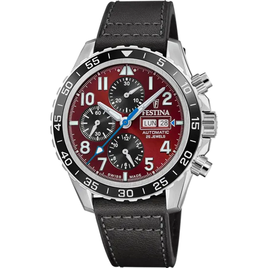 Reloj Festina Swiss Made Automatic F20056/4 Rojo Correa De Piel, Hombre