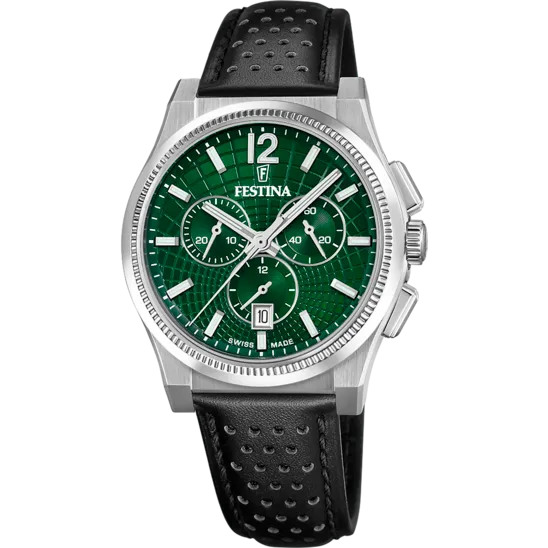 Reloj Festina Swiss Made Rivé F20060/6 Verde Correa De Cuero, Hombre