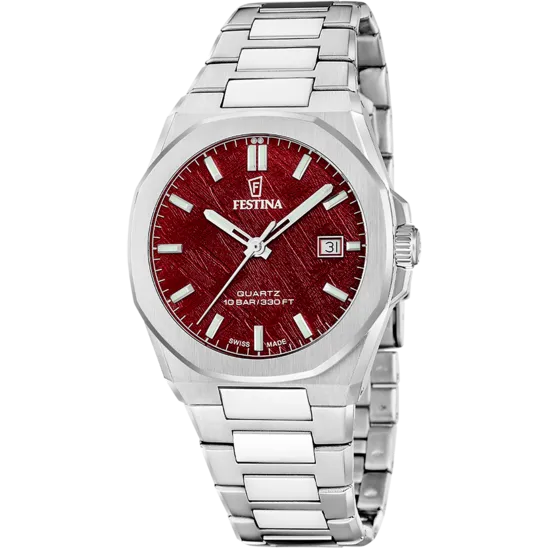 Reloj Festina Swiss Made Classic Steel F20100/3 Burdeos Hombre