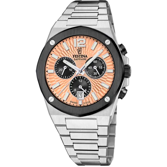 Reloj Festina Swiss Made Vallée F22017/2 Marrón Brazalete De Acero, Hombre