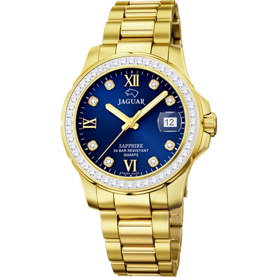 Reloj Jaguar Nueva I-size J895/c Azul Correa De Acero Inoxidable, Mujer