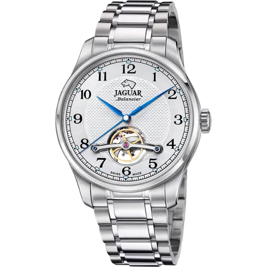 Reloj Suizo De Hombre Jaguar Automatic Balancier Plateado J965/1