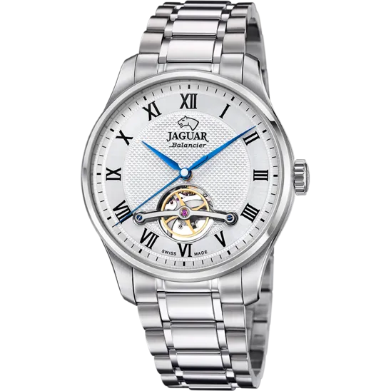 Reloj Suizo De Hombre Jaguar Automatic Balancier Plateado J965/2