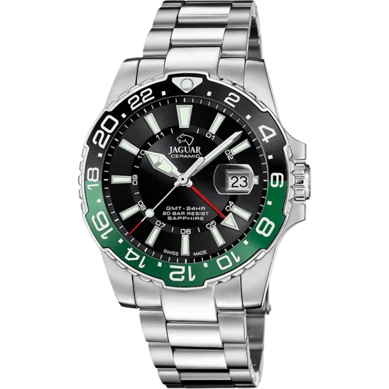 Reloj Suizo Jaguar Ceramic Gmt Verde Para Hombre. J1011/5