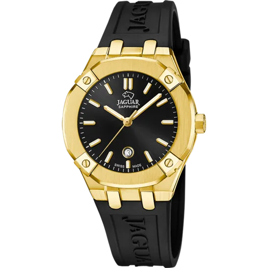 Reloj Suizo Jaguar Diplomatic Para Mujer, Color Negro J1018/1