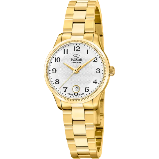 Reloj Jaguar Swiss Made Essentia J1047/c Plateado Correa De Acero Inoxidable, Mujer