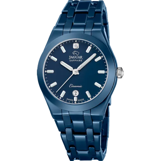 Reloj Jaguar Swiss Made Ceramic J1051/1 Azul Correa De Cerámica, Mujer