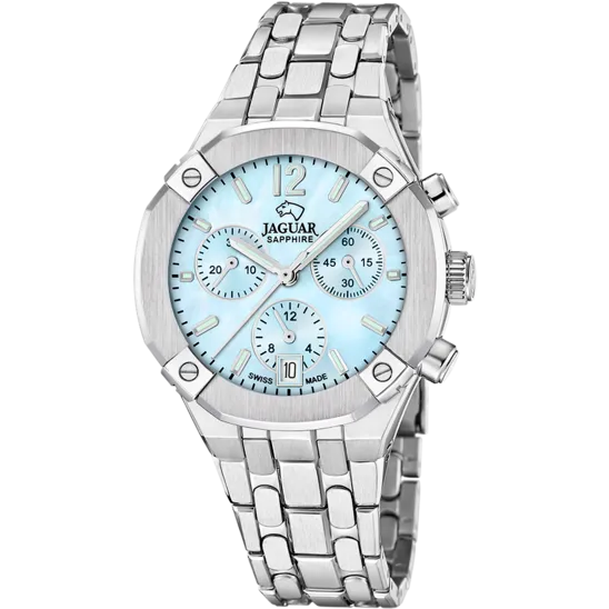 Reloj Jaguar Swiss Made Diplomatic J1053/2 Azul Correa De Acero Inoxidable, Mujer