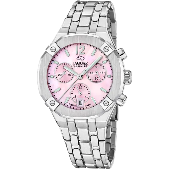Reloj Jaguar Swiss Made Diplomatic J1053/3 Rosa Correa De Acero Inoxidable, Mujer