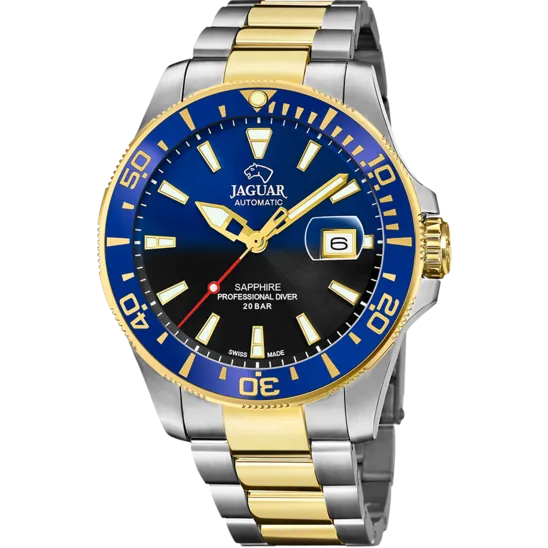 Reloj Suizo Jaguar Pro Diver Automático Para Hombre Azul Y Negro J887/3