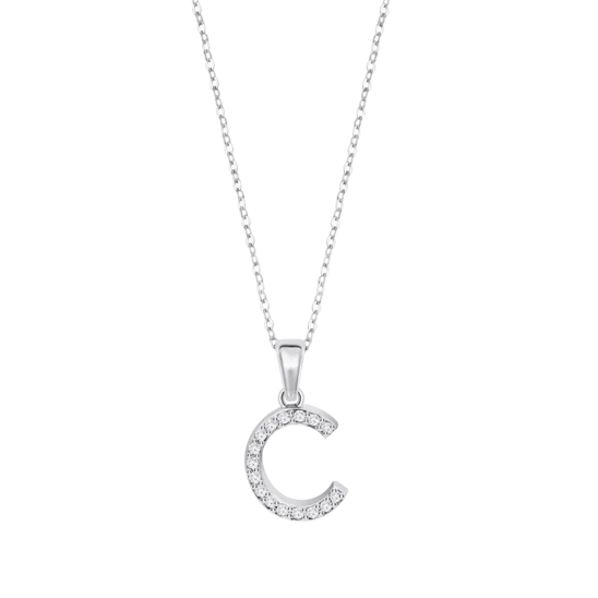 Collar Letra C Lotus Silver Trendy Lp1958-1/c Plata, Mujer