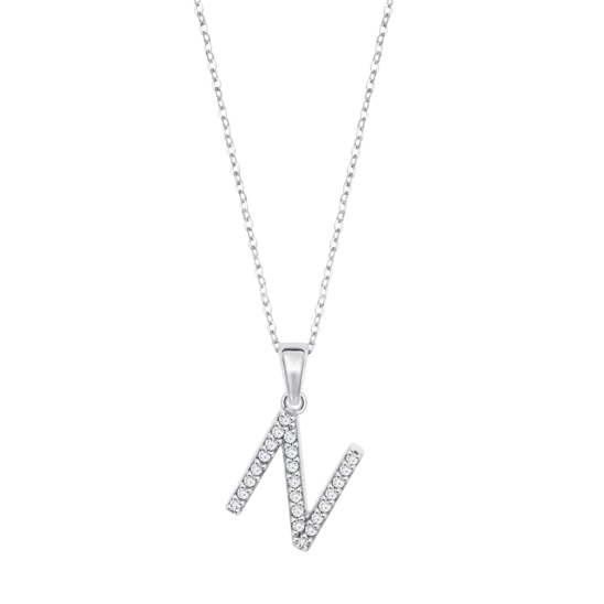 Collar Letra N Lotus Silver Trendy Lp1958-1/n Plata, Mujer