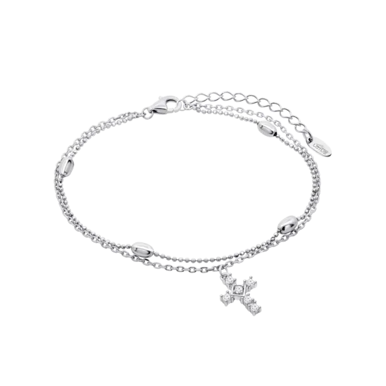 Pulsera Cruz Lotus Silver Trendy Lp3941-2/1 Plata, Mujer