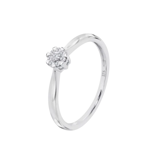 Anillo Solitario De Diamante En Oro Blanco De 9 Quilates