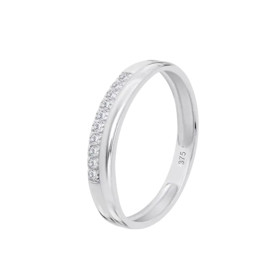 Anillo De Diseño Moderno Con Pavé De Diamantes En Oro Blanco De 9 Quilates