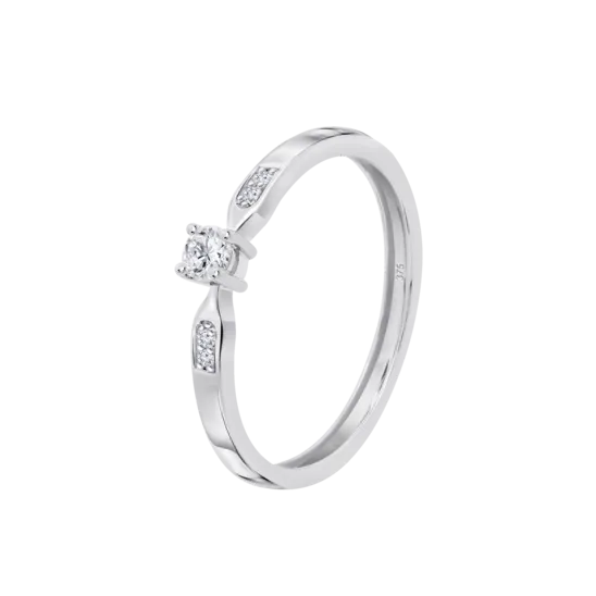 Anillo Solitario Con Detalles En Diamantes En Oro Blanco De 9 Quilates