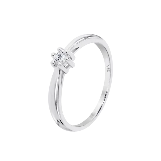 Anillo Solitario Con Cluster De Diamantes En Oro Blanco De 9 Quilates
