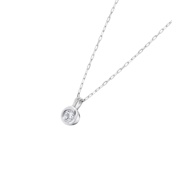 Collar Con Colgante De Diamante En Engaste Biselado De Oro Blanco De 9 Quilates