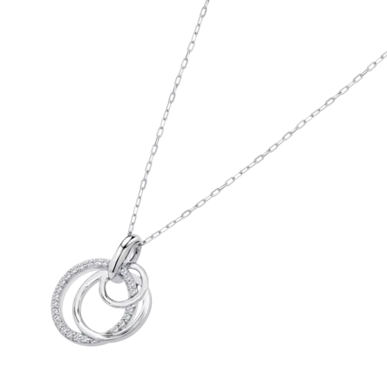 Collar Con Colgante De Círculos Entrelazados En Oro Blanco De 9 Quilates