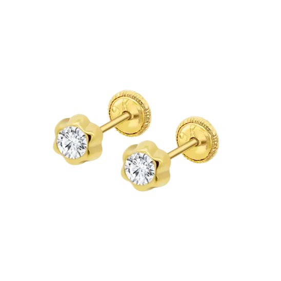 Pendientes De Bebé Flor Hin00267/4 Oro