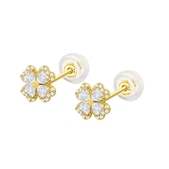 Pendientes Trébol Time Road Hin00530 Oro 9k De 375 Ml, Mujer