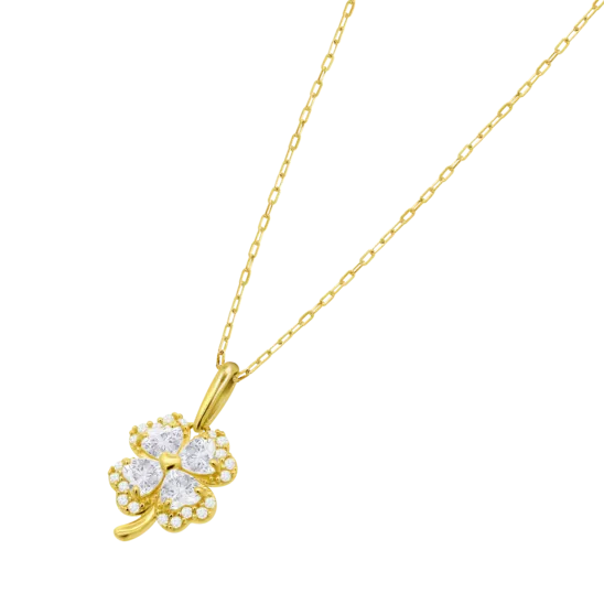 Collar Trébol Time Road Hin00531/45 Oro 9k De 375 Ml, Mujer