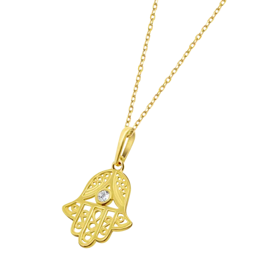 Collar Mano De Fátima Time Road Ic00341/43 Oro 9k, Mujer