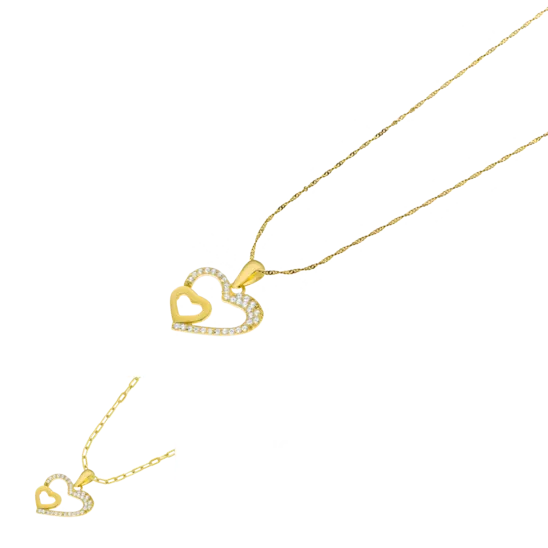 Collar Corazón De Oro 9k Lg00068/43 Corazón, Mujer