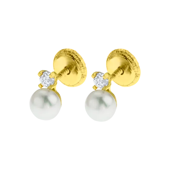 Pendientes De Bebé Perla Lg00101/4 Oro 9k