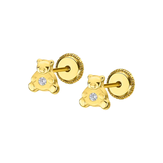 Pendientes Osito Time Road Lg00180 Oro 9k, Infantil