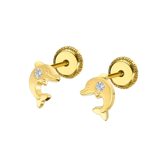 Pendientes Delfín Time Road Lg00182 Oro 9k, Infantil