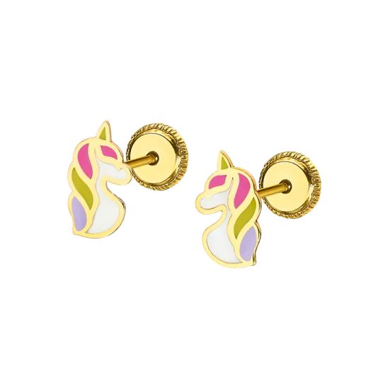 Pendientes Unicornio Time Road Lg00186 Oro 9k, Infantil