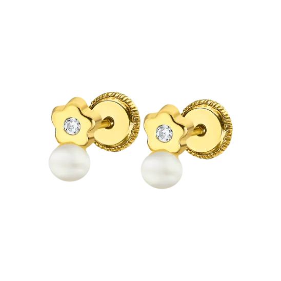Pendientes Perla Time Road Lg00199 Oro 9k, Infantil