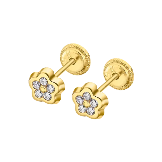 Pendientes De Bebé Flor Lg00279 Oro