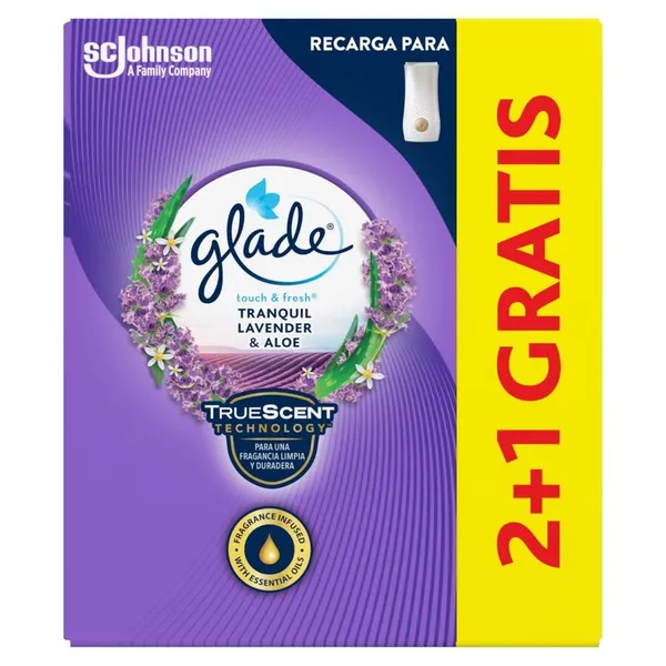 Ambientador GLADE Touch&Fresh lavanda recambio 2 unidades