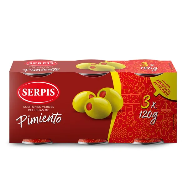 Aceituna rellena de pimiento SERPIS lata 3x50 g pne