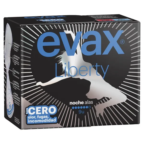 Compresas EVAX Liberty noche alas 9 unidades